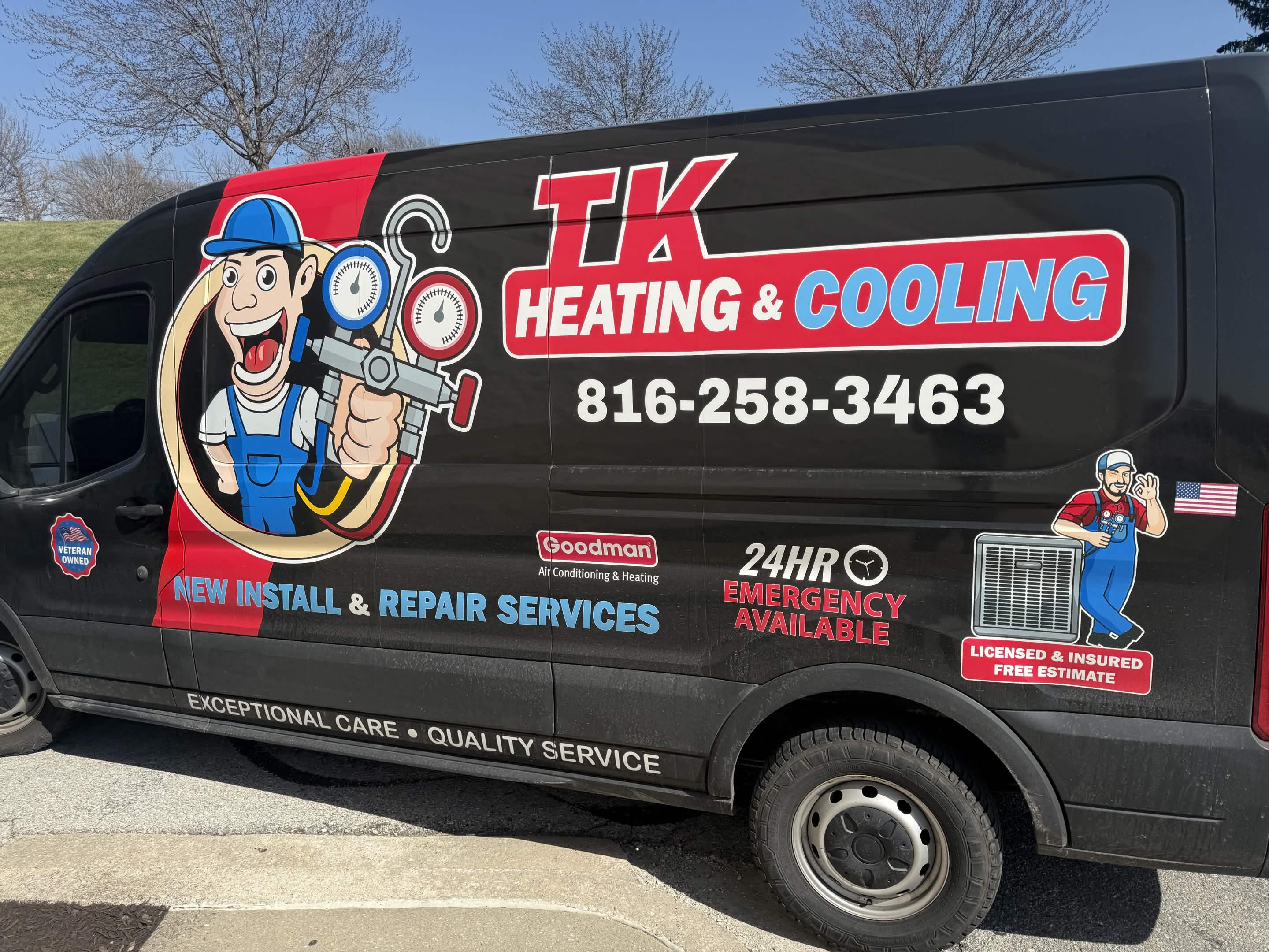 TK Heating & Cooling service van in Kansas City